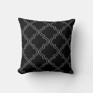 Beautiful Black Quatrefoil Throw Pillow