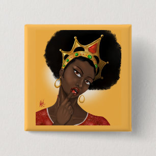 Beautiful Black Queen 15 Cm Square Badge