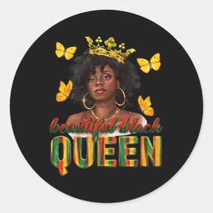 Beautiful Black Queen Dripping Afro Melanin Junete Classic Round Sticker