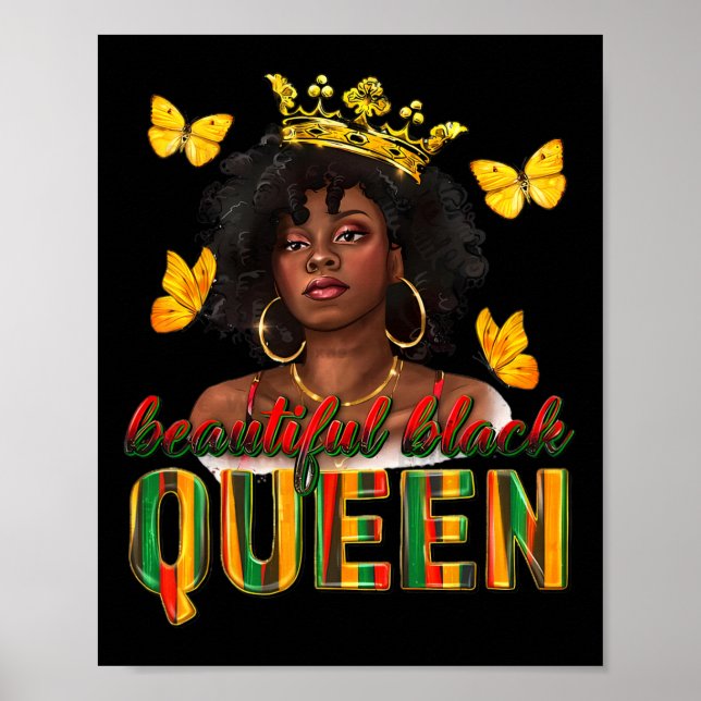 Beautiful Black Queen Dripping Afro Melanin Junete Poster (Front)