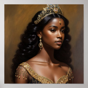 Beautiful Black Queen Gold Crown Poster