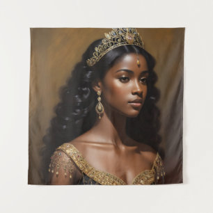 Beautiful Black Queen Gold Crown Tapestry