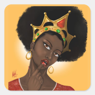 Beautiful Black Queen Square Sticker