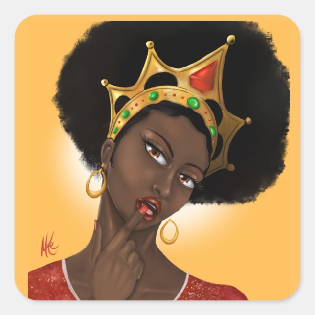 Beautiful Black Queen Square Sticker (Front)
