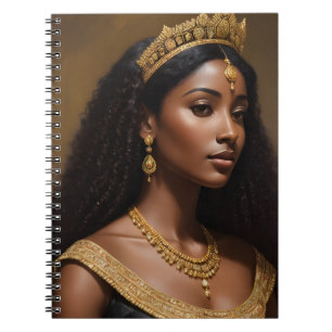 Beautiful Black Queen Wearing Gold Crown Notebook