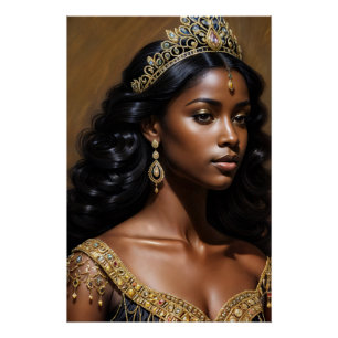 Beautiful Black Queen Wearing Tiara Poster