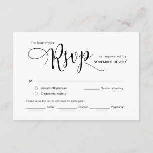 Beautiful Black Script, RSVP, Respond Enclosure Card
