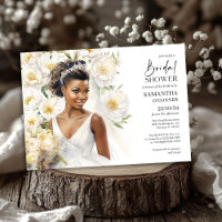 Beautiful black skin bride with wedding gown boho