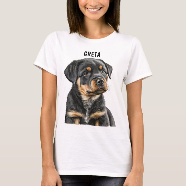 BEAUTIFUL BLACK & TAN ROTTWEILER DOG FACE T-Shirt (Front)