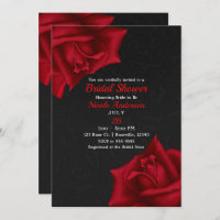 Beautiful Black Texture Red Roses Bridal Shower