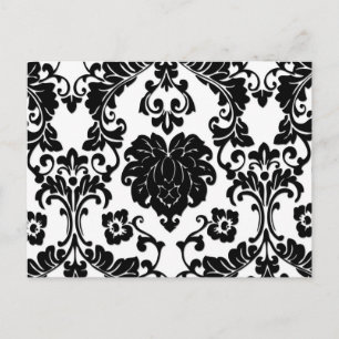 Beautiful Black & White Damask Art Print Postcard