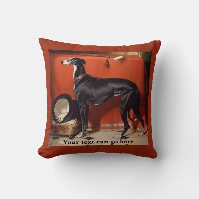 Beautiful Black  & White Greyhound Cushion (Front)