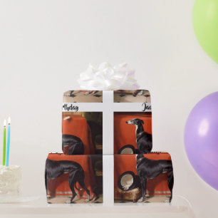Beautiful Black  & White Greyhound Wrapping Paper