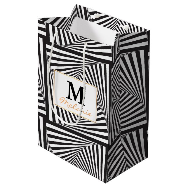 Beautiful Black white spiral optical illusion Medium Gift Bag (Front Angled)