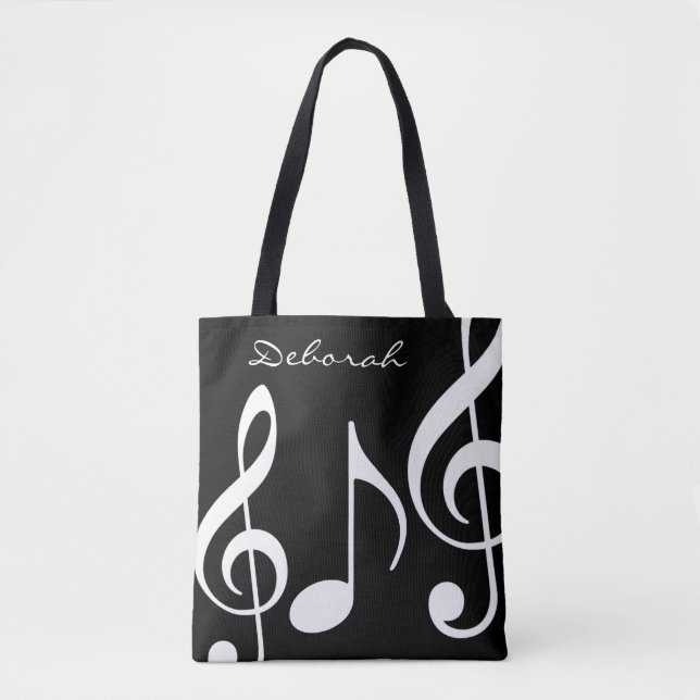 beautiful black/white tote-bag with musical notes tote bag (Front)