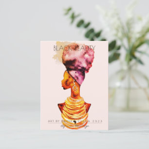BEAUTIFUL BLACK WOMAN AFRICAN QUEEN GOLD NECKLACE POSTCARD