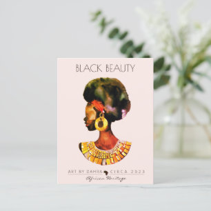 BEAUTIFUL BLACK WOMAN AFRICAN QUEEN GOLD NECKLACE POSTCARD