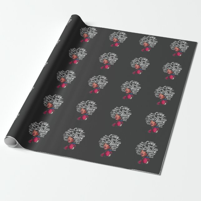 Beautiful Black Woman Afro Hair Queen Wrapping Paper (Unrolled)