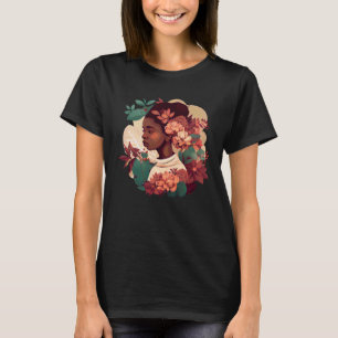Beautiful Black Woman Afro Melanin Queen Cute Flow T-Shirt