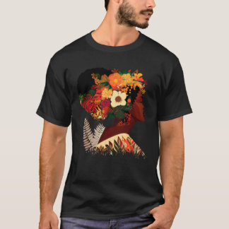 Beautiful Black Woman Afro Queen Melanin Cute Flow T-Shirt