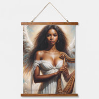 Beautiful Black Woman Angel With Harp