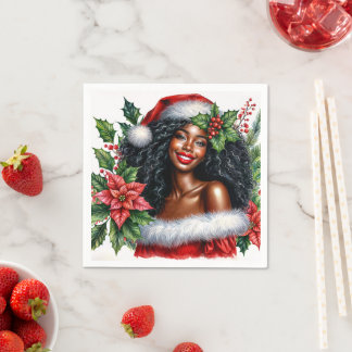 Beautiful Black Woman Christmas Napkin