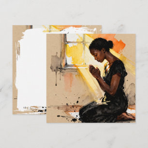 Beautiful Black Woman Praying Abstract Art Card
