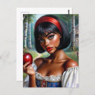 Beautiful Black Woman With Apple Art Postcard