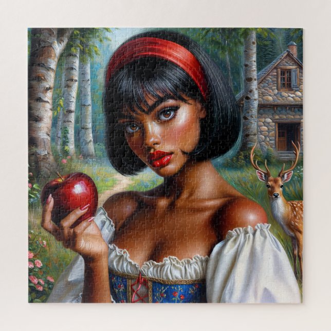 Beautiful Black Woman With Apple Jigsaw Puzzle (Vertical)