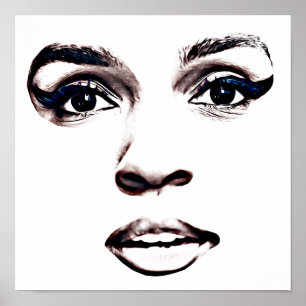 Beautiful Black Womans Face Eyes lips Art Poster