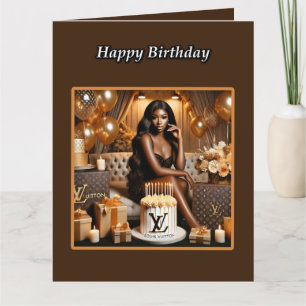Beautiful Black Woman's Luis Vuitton Birthday Card