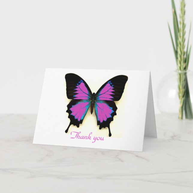 Beautiful blank  butterfly  thank you card (Front)