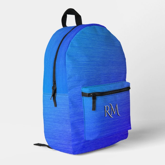 Beautiful Blended Blue Monogram  Printed Backpack (Back Corner Left)
