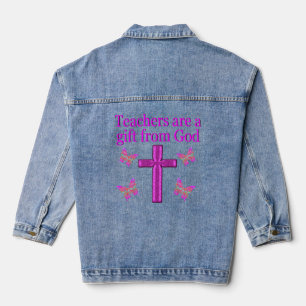 BEAUTIFUL BLESSED TEACHER DESIGN DENIM JACKET
