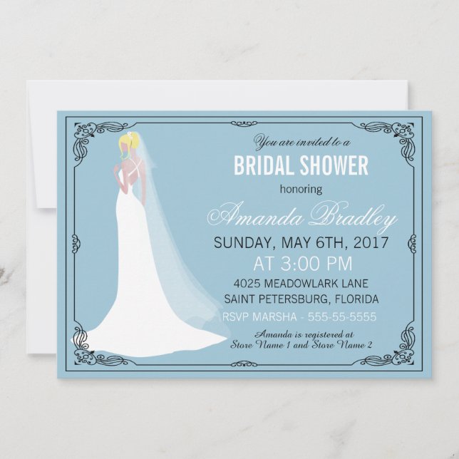 Beautiful Blonde Bride Bridal Shower Invitation (Front)