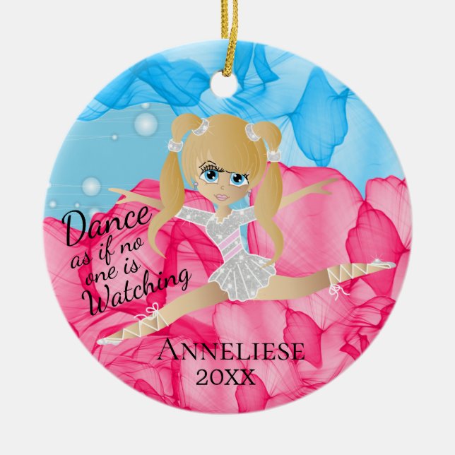 Beautiful Blonde Dancing Ballerina Ceramic Tree Decoration (Front)