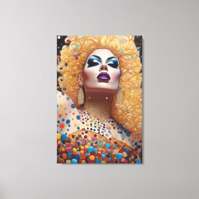 Beautiful Blonde Drag Queen Portrait Canvas Print (Front)