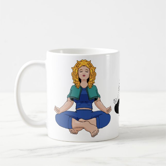 Beautiful Blonde Girl Yoga Pose Lotus Cute Coffee Mug (Left)