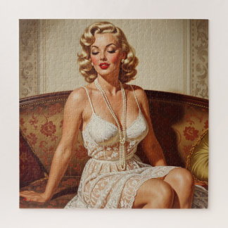 Beautiful blonde pin-up 50's art jigsaw puzzle