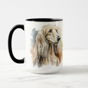 BEAUTIFUL BLONDE WATERCOLOR AFGHAN HOUND DOG MUG