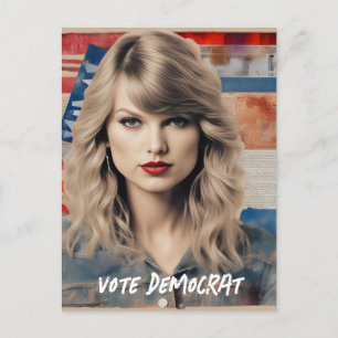 Beautiful Blonde Woman Vote Democrat Collage Postcard