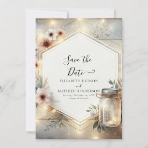 Beautiful Bloom Mason Jar Wedding  Save The Date