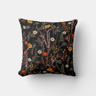 Beautiful blooming meadow flowers pattern cushion