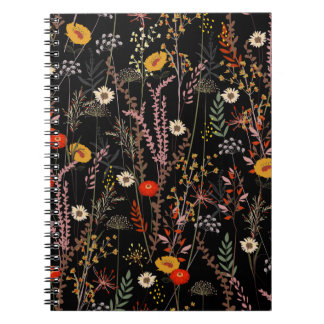 Beautiful blooming meadow flowers pattern notebook