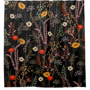 Beautiful blooming meadow flowers pattern shower curtain