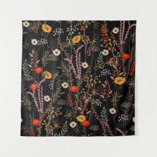Beautiful blooming meadow flowers pattern tapestry