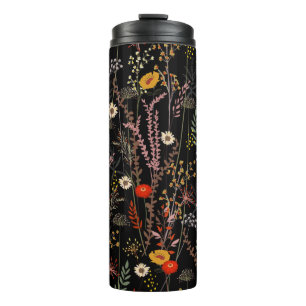 Beautiful blooming meadow flowers pattern thermal tumbler
