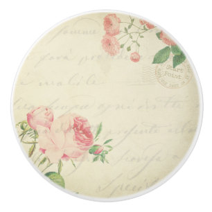Beautiful blooming vintage roses design ceramic knob