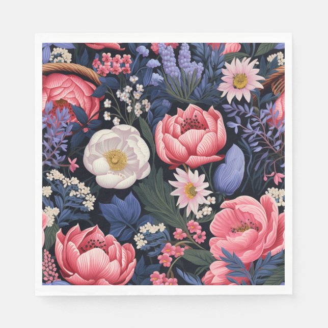 Beautiful Blooms, colourful pattern, Napkin (Front)