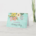 Beautiful Blooms Mother's Day Greeting Card<br><div class="desc">Elegant watercolor flowers with a light aqua background.  Simple,  classic,  colourful - perfect!</div>